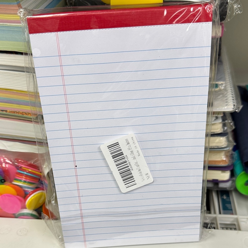 Red and White Lined Notepad 4 total